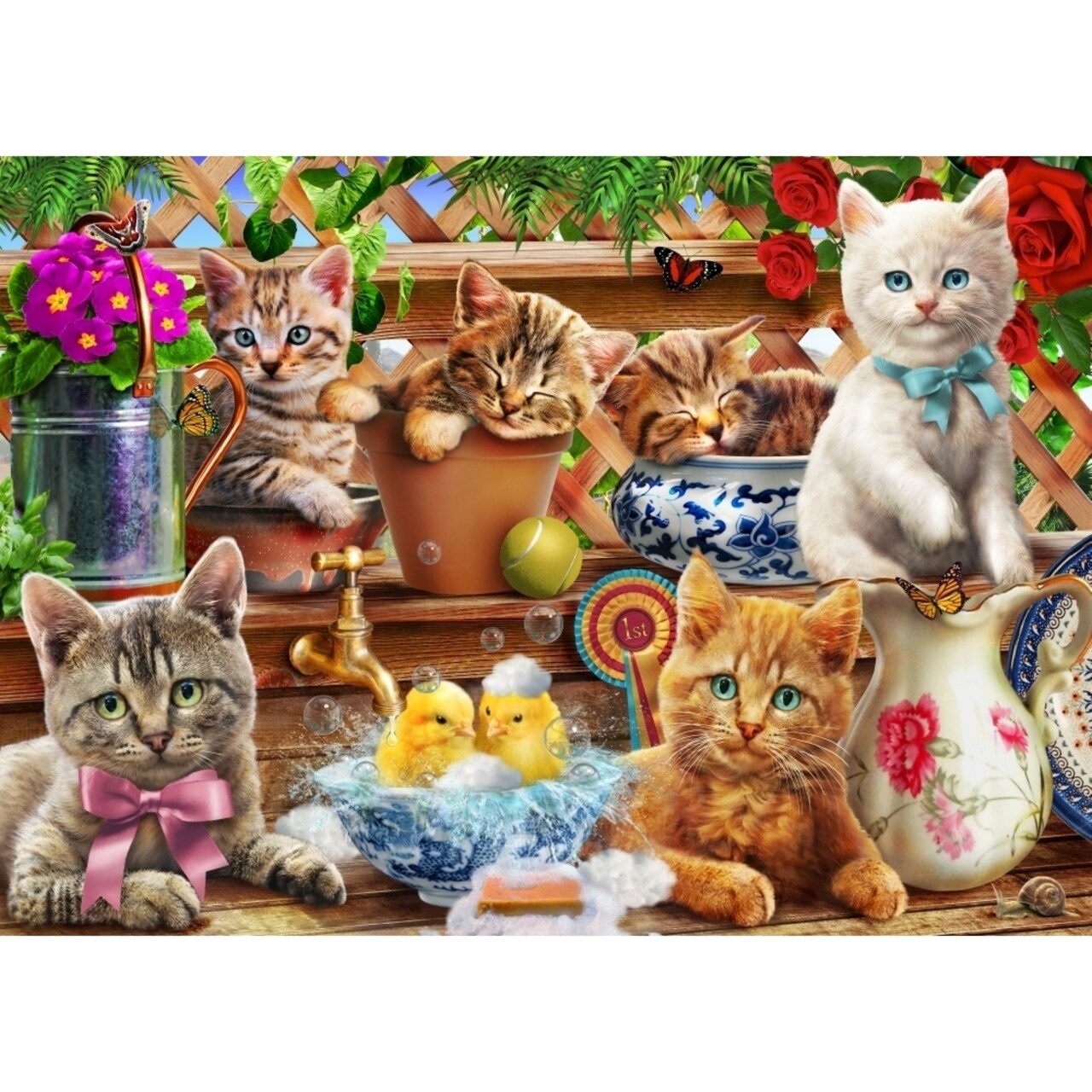Kittens In The Potting Shed Poster Print By Adrian Chesterman